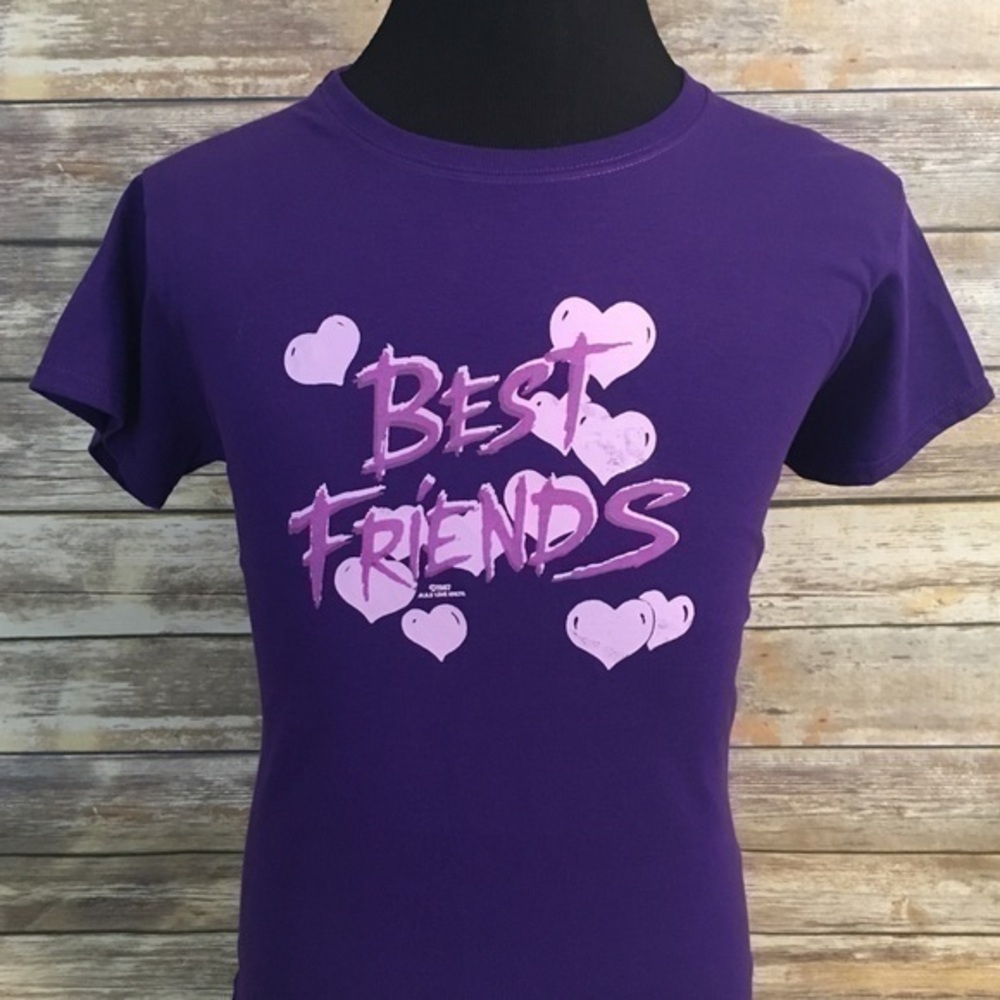 Vintage 1987 Best Friends Iron-On On New Purple short Sleeve T-Shirt Tee BFF